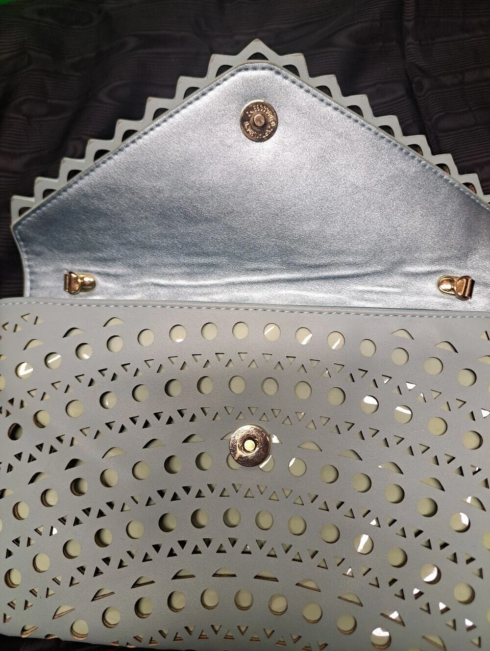Urban Expressions Light Mint Laser-Cut Envelope Clutch with Gold Accents